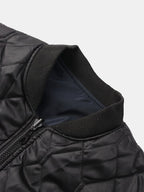 mens letter print applique zip front baseball collar casual double-faced jackets