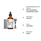 Organic Castor Oil (4oz), USDA Certified, 100% Pure, Cold Pressed, Hexane Free by Kate Blanc. Stimulate Growth for Eyelashes, Eyebrows, Hair. Skin Moisturizer &amp; Oil Cleanse with Starter Kit
