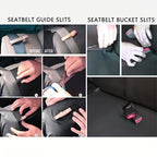 5 Seats PVC Quilted Leather Car Seat Covers, Breathable Faux Leather Auto Front Rear Seat Cushion Covers, Vehicle Seat Protectors Universal For Cars