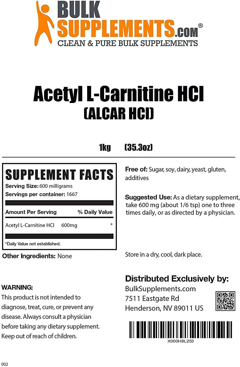 BulkSupplements.com ALCAR HCl (Acetyl L-Carnitine HCl) (5 Kilograms - 11 lbs)