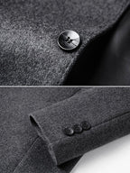 mens pure color stand collar single breasted warm woolen overcoats