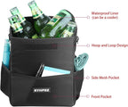 Ryhpez Car Trash Can with Lid - Car Trash Bag Hanging with Storage Pockets, Leakproof Collapsible Garbage Can with Solid Structure Support (Upgraded Version)