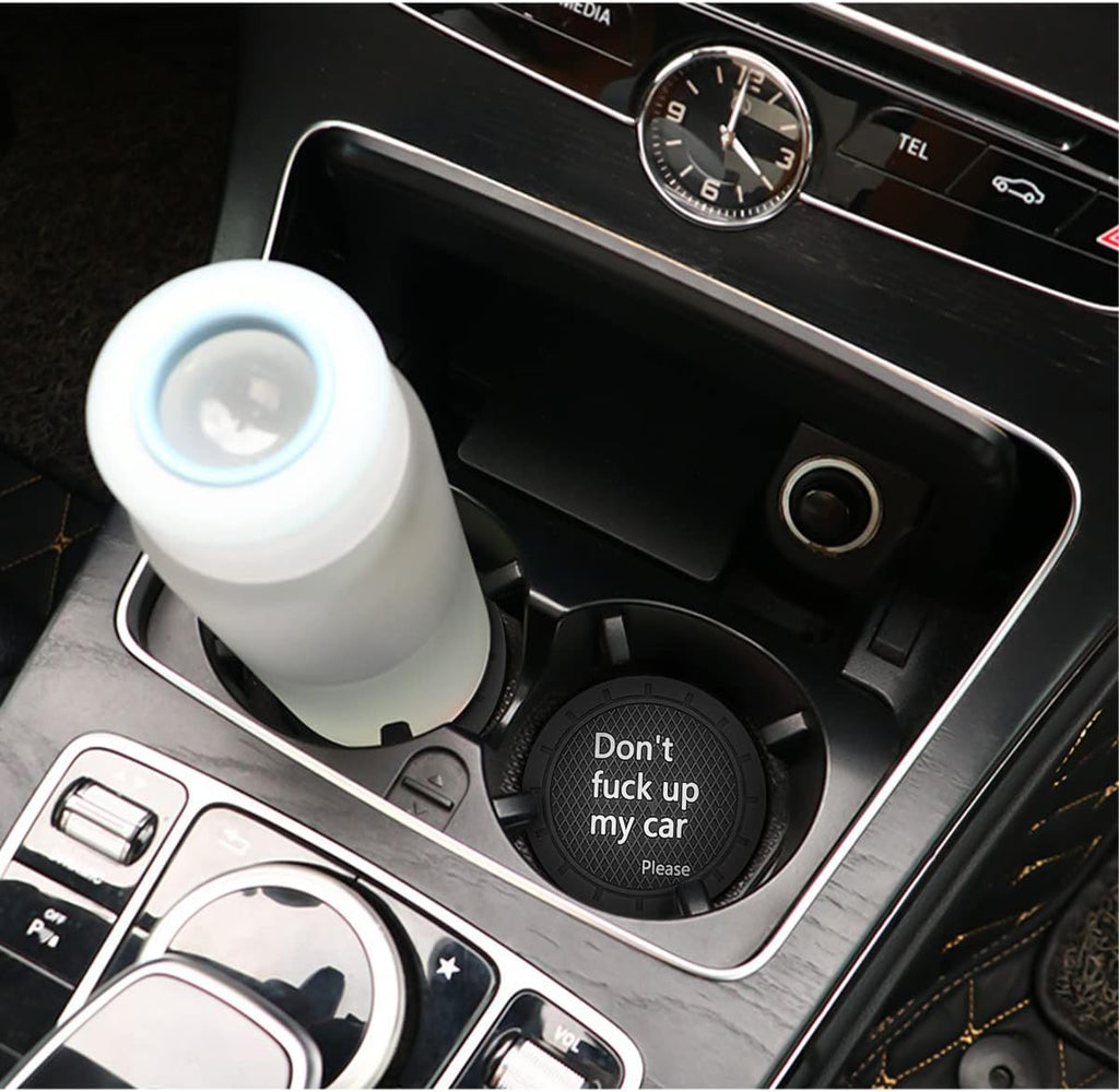 8sanlione 2 Pack Car Cup Holder Coasters, 2.75 Inch Non-Slip PVC Insert Cup Coaster, Anti-Scratch Auto Cup Mats for Women Men, Vehicle Interior Accessories Universal for Car, SUV, Truck (D Black/2PCS)