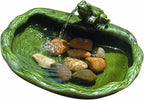 Smart Solar 22300R01 Solar Powered Ceramic Frog Water Feature, Green Glazed Ceramic, Powered By An Included Solar Panel That Operates An Integral Low VoltaPump With Filter