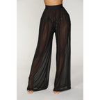 see through wide leg high waist trousers