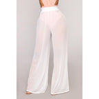 see through wide leg high waist trousers