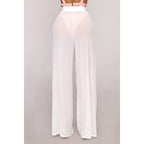 see through wide leg high waist trousers
