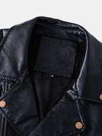 mens vintage zipper up button designer belted pocket leather jackets