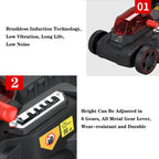 Electric Rotary Lawn Mower, 35 Litre Grass Box 37 cm Cutting Width Cordless Grass Trimmer 25-75mm Height Adjust Waterproof Include Batteries Charger