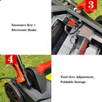 Electric Rotary Lawn Mower, 35 Litre Grass Box 37 cm Cutting Width Cordless Grass Trimmer 25-75mm Height Adjust Waterproof Include Batteries Charger