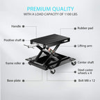VIVOHOME 1100 Lbs Steel Wide Deck Motorcycle Lift ATV Scissor Lift Jack with Dolly and Hand Crank Bikes GaraRepair Hoist Stand Black