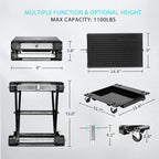VIVOHOME 1100 Lbs Steel Wide Deck Motorcycle Lift ATV Scissor Lift Jack with Dolly and Hand Crank Bikes GaraRepair Hoist Stand Black