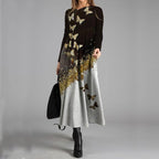 Casual Butterfly Print Casual Long-sleeved Maxi Dress Women