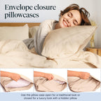 LuxClub 7 PC Split King Sheet Set Bamboo Sheets Deep Pockets 18" Eco Friendly Wrinkle Free Cooling Sheets Machine Washable Hotel Bedding Silky Soft - Cream Split King