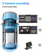 3 Channel Dash Cam For Car Camera 1080P Video Recorder Dashcam Black Box Dual Lens Inside Car DVR Rear View Camera Car Accessory