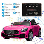 Uenjoy 2 Seater 12V Electric Kids Ride On Car Mercedes Benz AMG GTR Motorized Vehicles with Remote Control, Battery Powered, LED Lights, Wheels Suspension, Music, Horn, Pink