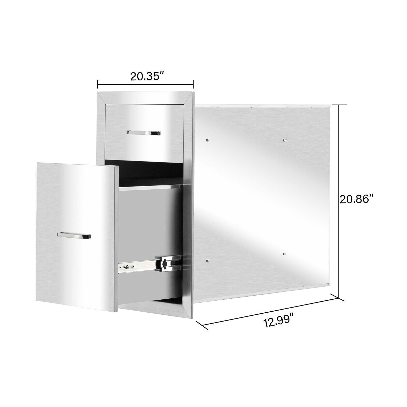 Steel BBQ Double Door Drawer Access Outdoor Kitchen 20x13x20" US