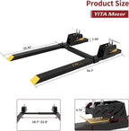 YITAMOTOR 60" Heavy Duty Clamp-on Pallet Forks with Yellow Tongue and Twin Screw , 4000lbs Capacity, Pallet Forks with Adjustable Stabilizer Bar for Tractor Bucket Loader Skid Steer