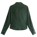 pleats soft button-up blouse