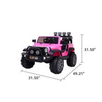 Ktaxon 12V Kids Ride-On Truck Car with Remote Control, 3 Speeds, LED Lights, AUX/ USB / TF Cards - Pink
