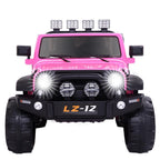 Ktaxon 12V Kids Ride-On Truck Car with Remote Control, 3 Speeds, LED Lights, AUX/ USB / TF Cards - Pink