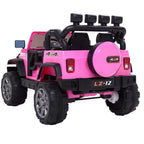 Ktaxon 12V Kids Ride-On Truck Car with Remote Control, 3 Speeds, LED Lights, AUX/ USB / TF Cards - Pink