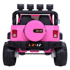 Ktaxon 12V Kids Ride-On Truck Car with Remote Control, 3 Speeds, LED Lights, AUX/ USB / TF Cards - Pink
