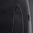 Flying Banner car seat Covers Protects Water Proof Faux Leather Carbon Fiber Front and Rear Bench (Black, Full Set - 8PCS)