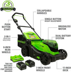 Greenworks 48V 17" Cordless Lawn Mower, (2) 4.0Ah USB Batteries (USB Hub) and Dual Port Rapid Charger Included (2 x 24V)
