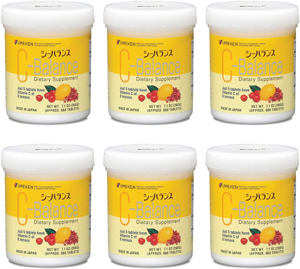 Umeken C-Balance High Potency Vitamin C - Chewable, Contains Antioxidants, Citric Acid, Gamma-linolenic Acid (200g), 4.5 Months Supply, Pack of 6