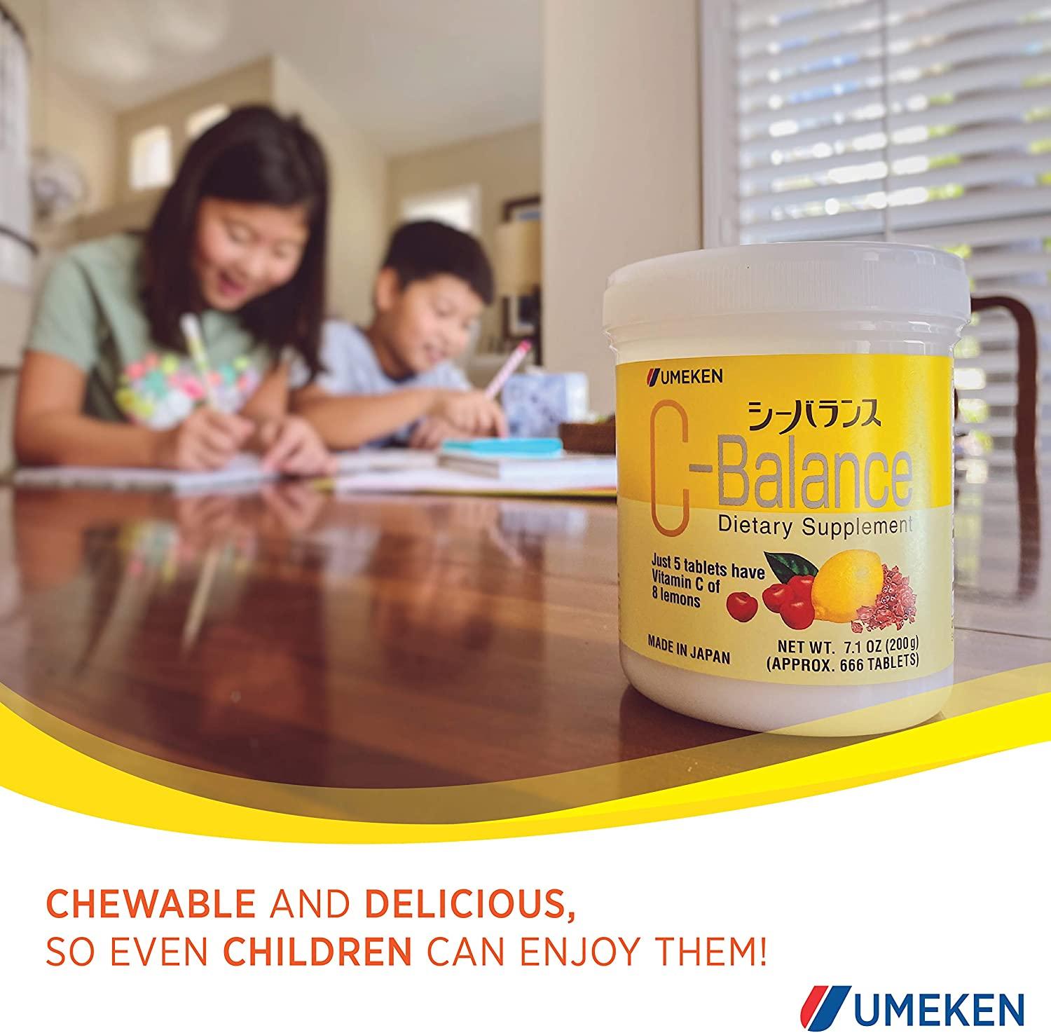 Umeken C-Balance High Potency Vitamin C - Chewable, Contains Antioxidants, Citric Acid, Gamma-linolenic Acid (200g), 4.5 Months Supply, Pack of 6