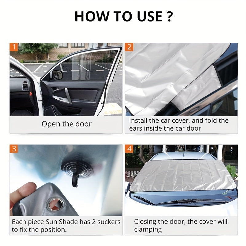 Foldable Car Windshield Cover - Protect Your Car From Snow, Sun, And Rain - Easy To Install And Remove
