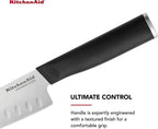KitchenAid Classic Santoku Knife with Custom-Fit Blade Cover, 5-inch, Sharp Kitchen Knife, High-Carbon Japanese Stainless Steel Blade, Black