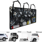 Femuar Car Trunk Organizer,Large Capacity Backseat Trunk Organizer(42"*18"),Collapsible Car Storage Bag with 8 Pocekt,Car Organizer for SUV/MPV/Truck - Hibiscus