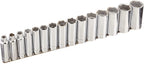 SK Hand Tool 4815-6 6 Point Drive Deep Fractional Set Socket, 1/2-Inch, Chrome, 15-Piece