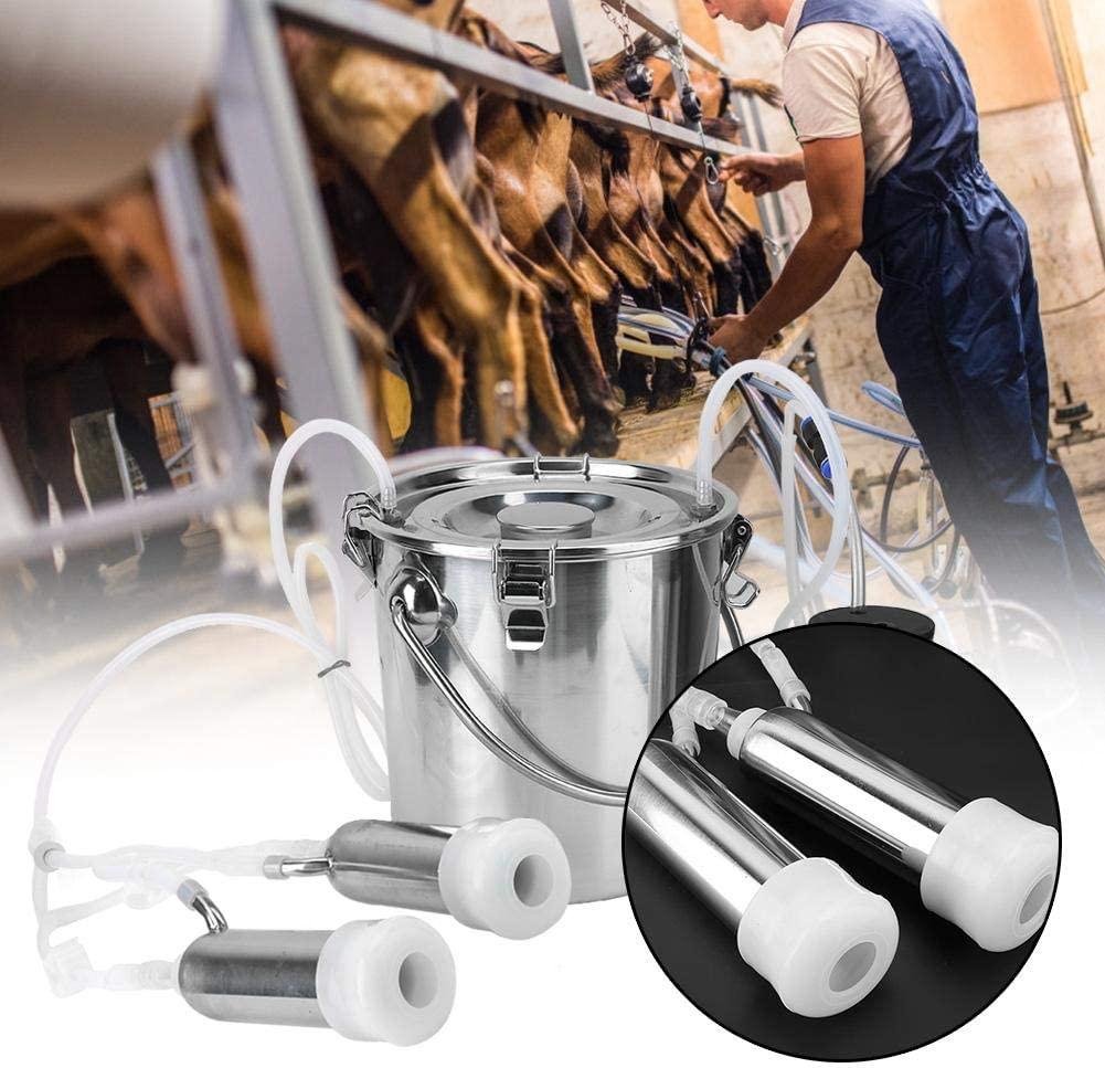 5L Electric MilMachine Kit, Household Electric Sheep Goat Cow MilMachine Minitype Portable  Steel Double Head Milker