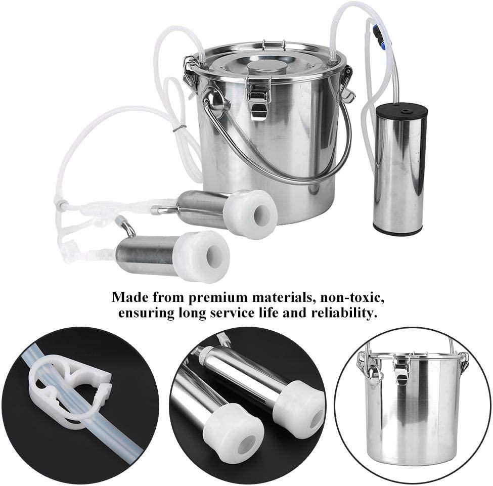 5L Electric MilMachine Kit, Household Electric Sheep Goat Cow MilMachine Minitype Portable  Steel Double Head Milker