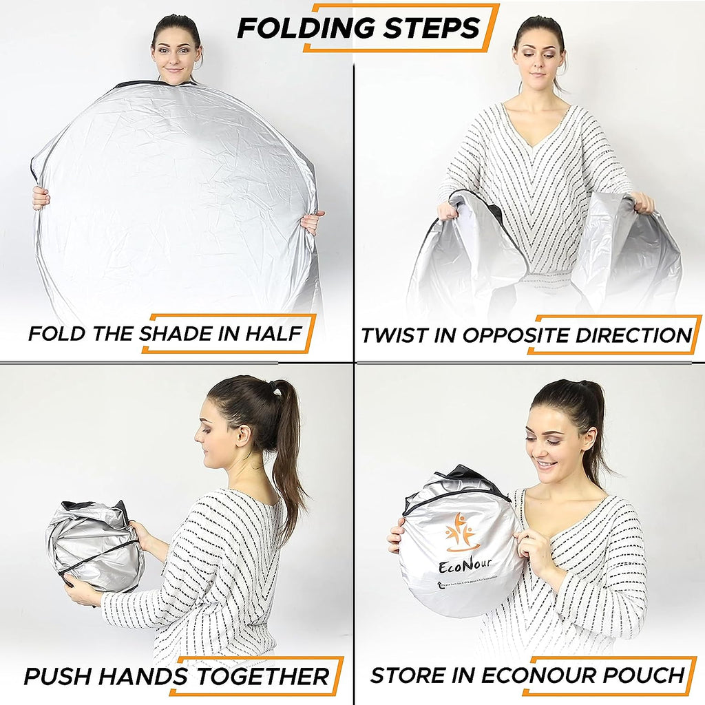 EcoNour Foldable Car Windshield Sun Shade | Sun Shade for Car Windows Blocks UV Rays and Keeps The Heat Out | Foldable Essential Car Accessory for Enhanced Comfort | Large Plus (70 x 42 inches)