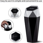 JUSTTOP Car Trash Can with Lid, Diamond  Small Automatic Portable Trash Can, Easy to Clean, Used in Car Home Office Interior Accessories, 2PCS(Silver)