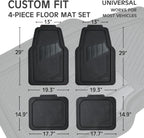 CAR PASS Heavy Duty Rubber Floor Mats 4-Piece Car Mat Set - Universal Waterproof Carbon Fiber Floor Mats for Car SUV Truck, Durable All-Weather Mats(Black)