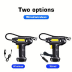 120W Portable Car Air Compressor, Wired/Wireless Handheld Car Inflatable Pump Electric, Automobiles Tire Inflator With LED Light For Car