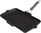 Staub Cast Iron 13.4 X 8.3" Rectangular Folding Grill - Matte Black, Made in France