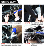 Tevlaphee Steering Wheel Lock Anti Theft Car Device Universal Car Theft Prevention Car Lock Adjustable Length Universal Fit Emergency Hammer Window Breaker Self Defense Heavy Duty Secure(Blue)