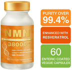 Lovita NMN 38000+, NMN Supplement with Resveratrol, Nicotinamide Mononucleotide 635 mg per Capsule, High Absorption & Stabilized Form, 99% Purity, for Healthy Aging, 60 Vegetarian Capsules