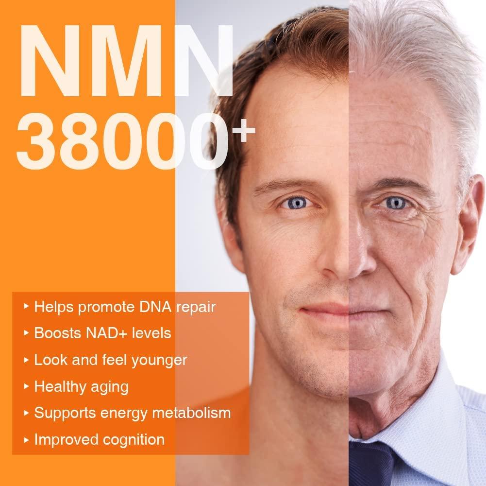 Lovita NMN 38000+, NMN Supplement with Resveratrol, Nicotinamide Mononucleotide 635 mg per Capsule, High Absorption & Stabilized Form, 99% Purity, for Healthy Aging, 60 Vegetarian Capsules