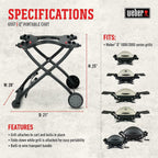 Portable Grill Combo 1-Burner Portable Folding Shelf Propane Gas Cart Red