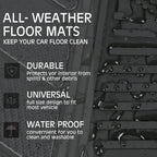 CAR PASS Heavy Duty Rubber Floor Mats 4-Piece Car Mat Set - Universal Waterproof Carbon Fiber Floor Mats for Car SUV Truck, Durable All-Weather Mats(Black)