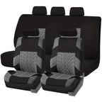 Car Seat Covers, Polyester Full Set Universal Seat Protector Decoration Thick Foam (1bag Of Metal Hooks Put In One Of The Headrest Covers）
