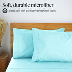 LuxClub 6 PC Queen Sheet Set Bamboo Sheets Deep Pockets 18" Eco Friendly Wrinkle Free Cooling Sheets Machine Washable Hotel Bedding Silky Soft - Aqua Queen