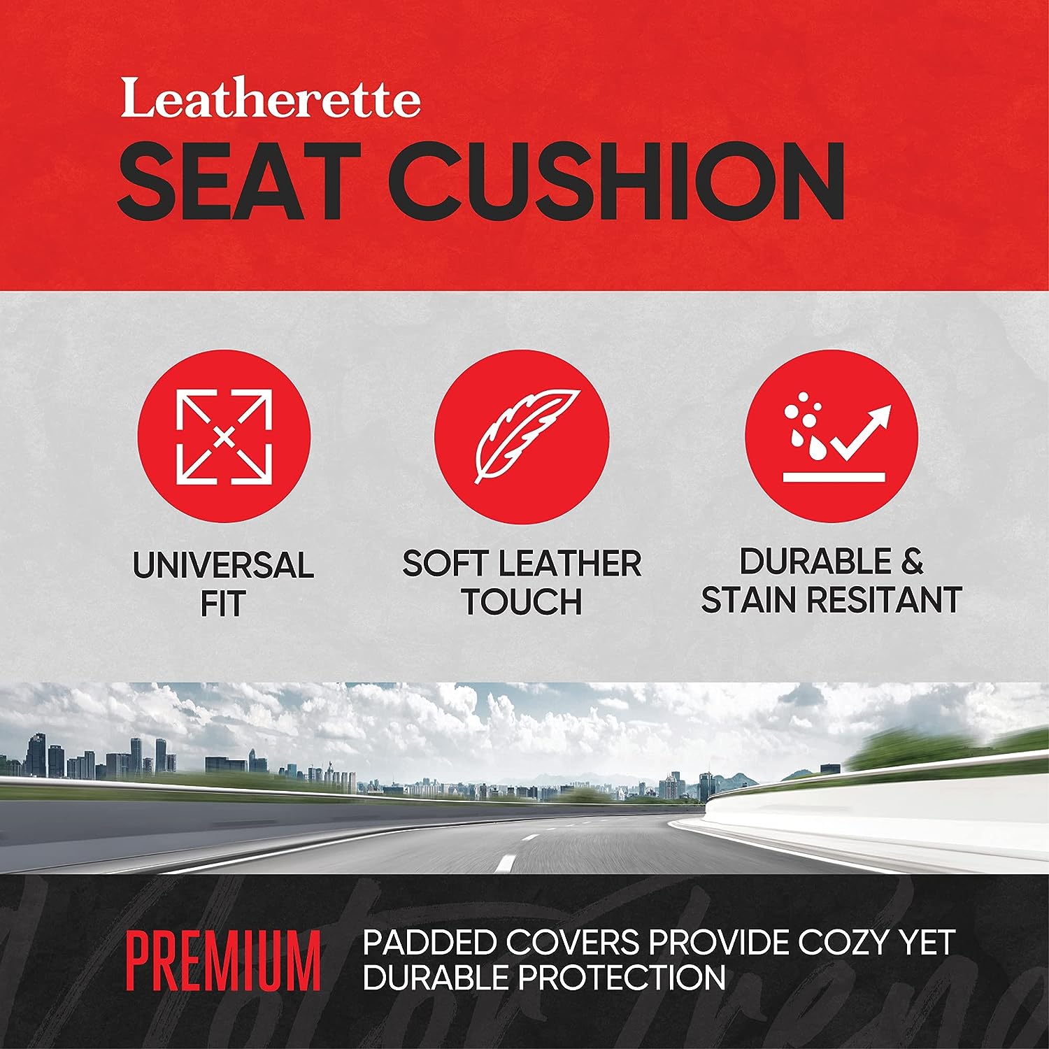 Motor Trend Seat Covers for Cars Trucks SUV, Faux Leather Full Set Blue Padded Car Seat Covers with Storage Pockets, Premium Interior Car Seat Cover
